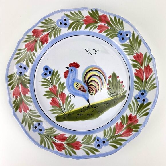 Henriot Quimper France Multicolor Rooster 10" Wall Hang Plate Hand Painted - Picture 1 of 6